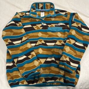 Y2K Patagonia Aztec Tribal Geometric  Print Synchilla Fleece Pullover
